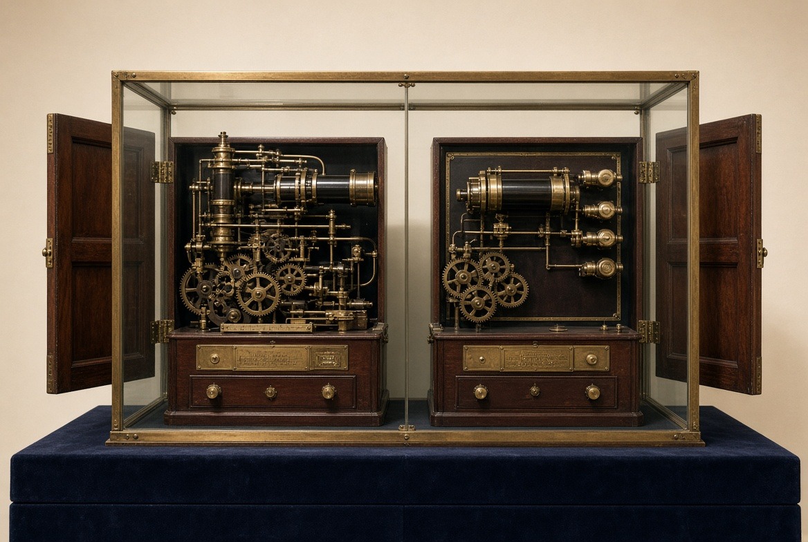 The sham cabinet: matched housings put the claimed mechanism under comparison.
